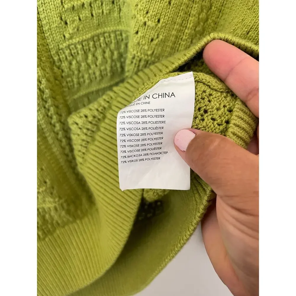 Club Monaco pointelle stitch green oversized sweater - Picture 5 of 5
